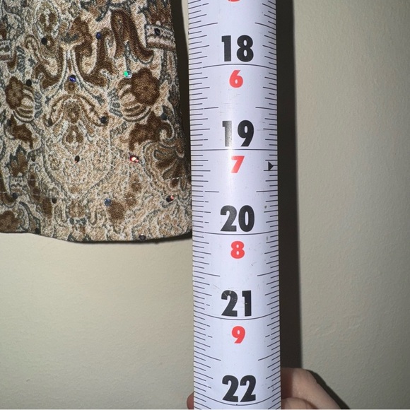 Women’s Vintage Y2K Brown Paisley Print Lace Trim Sparkle Cami Tank Top Size L - Picture 13 of 13